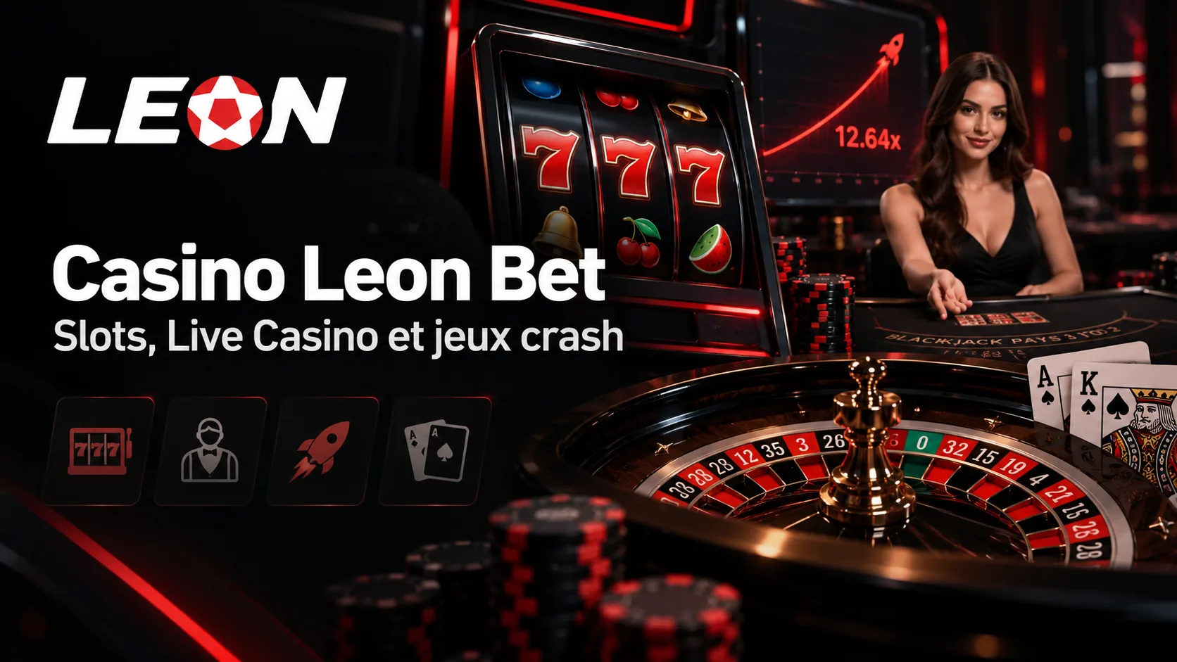 Machines à sous, roulette et live casino Leon Bet